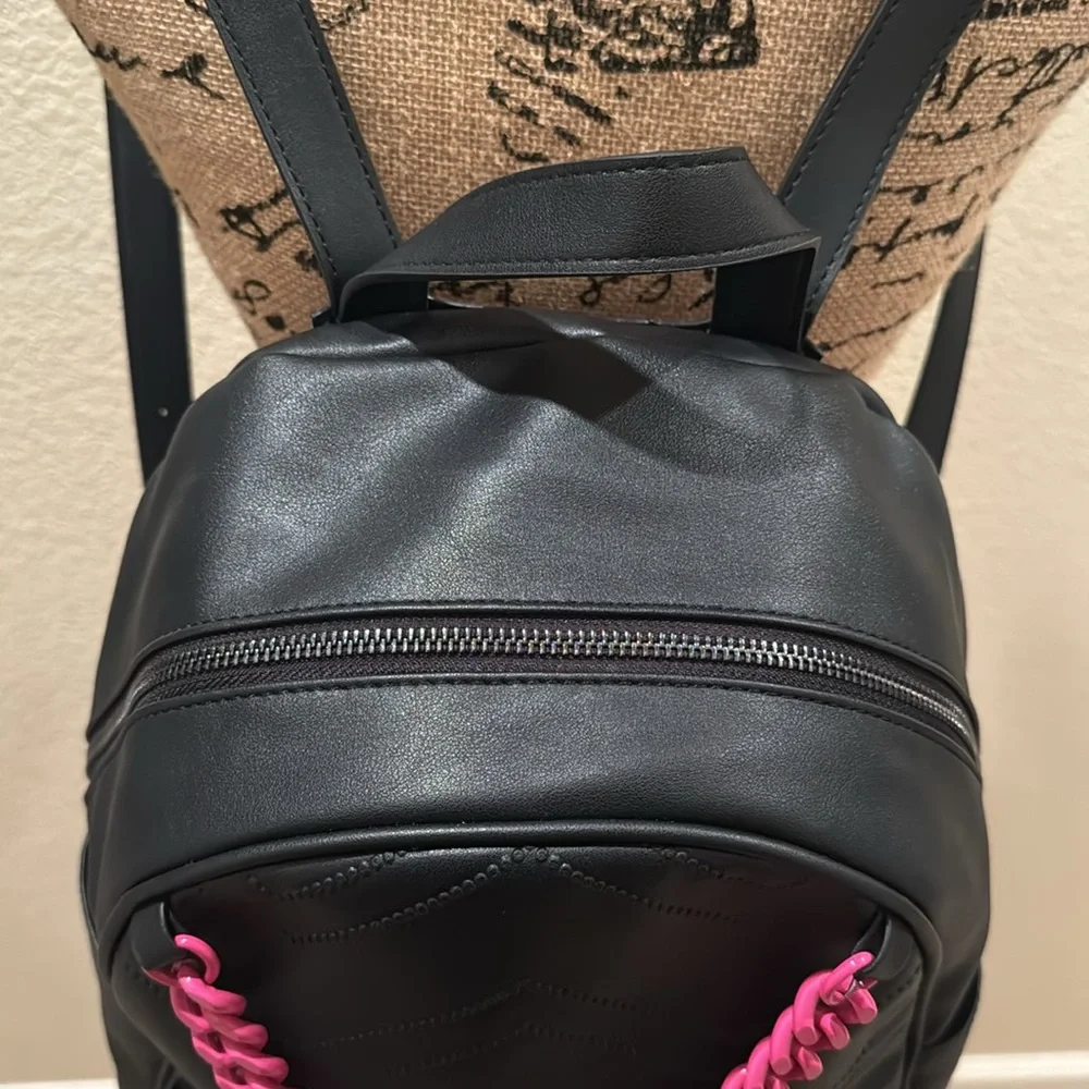 BETSEY JOHNSON Quilted Faux Leather Chain Backpack